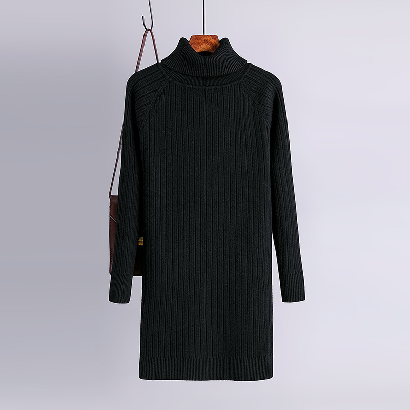 Women's Sweater Dress Simple Style Turtleneck Long Sleeve Solid Color Knee-length Daily display picture 3