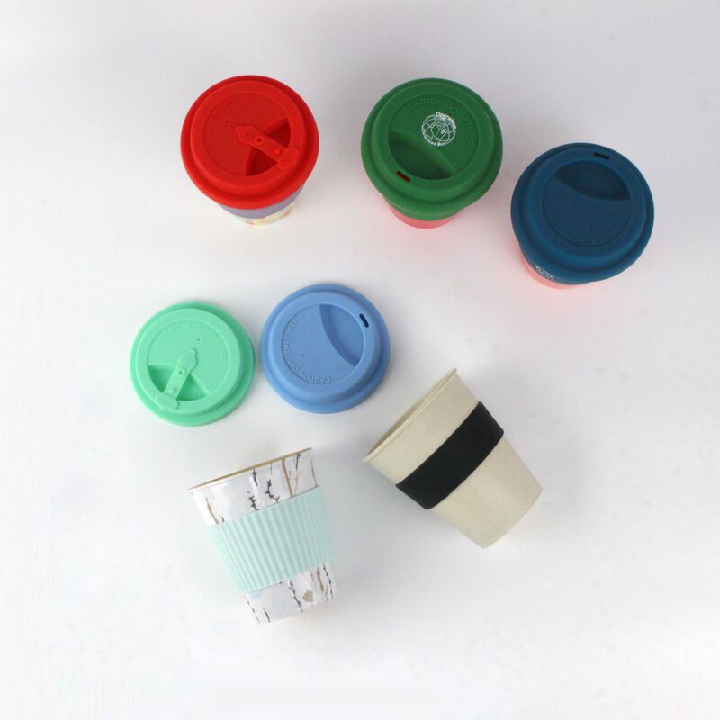 New bamboo fiber coffee cup with anti-scald silicone cover set 350ml sustainable 5018
