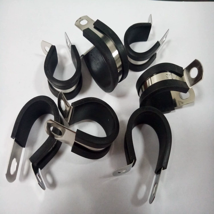 EPDM bonded snake skin hose clamp R-type with gasket metal clip non-slip wear-resistant