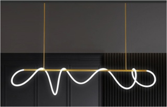 后现代艺术diy线条吊灯北欧极简吧台餐厅创意个性长条餐桌灯设计