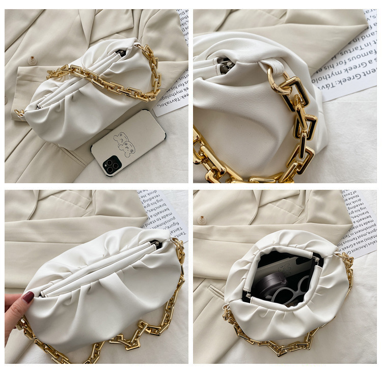 270g Weight Lock clasp Closure Type Single Shoulder Strap Strap Type Underarm Bag Bags Type Casual, Shopping Occasion Pu Leather Material Solid Color Pattern All Seasons Season Women's Gender Streetwear Style Medium Size Women's Medium Pu Leather Solid Color Streetwear Cloud Shape Lock Clasp Underarm Bag 1