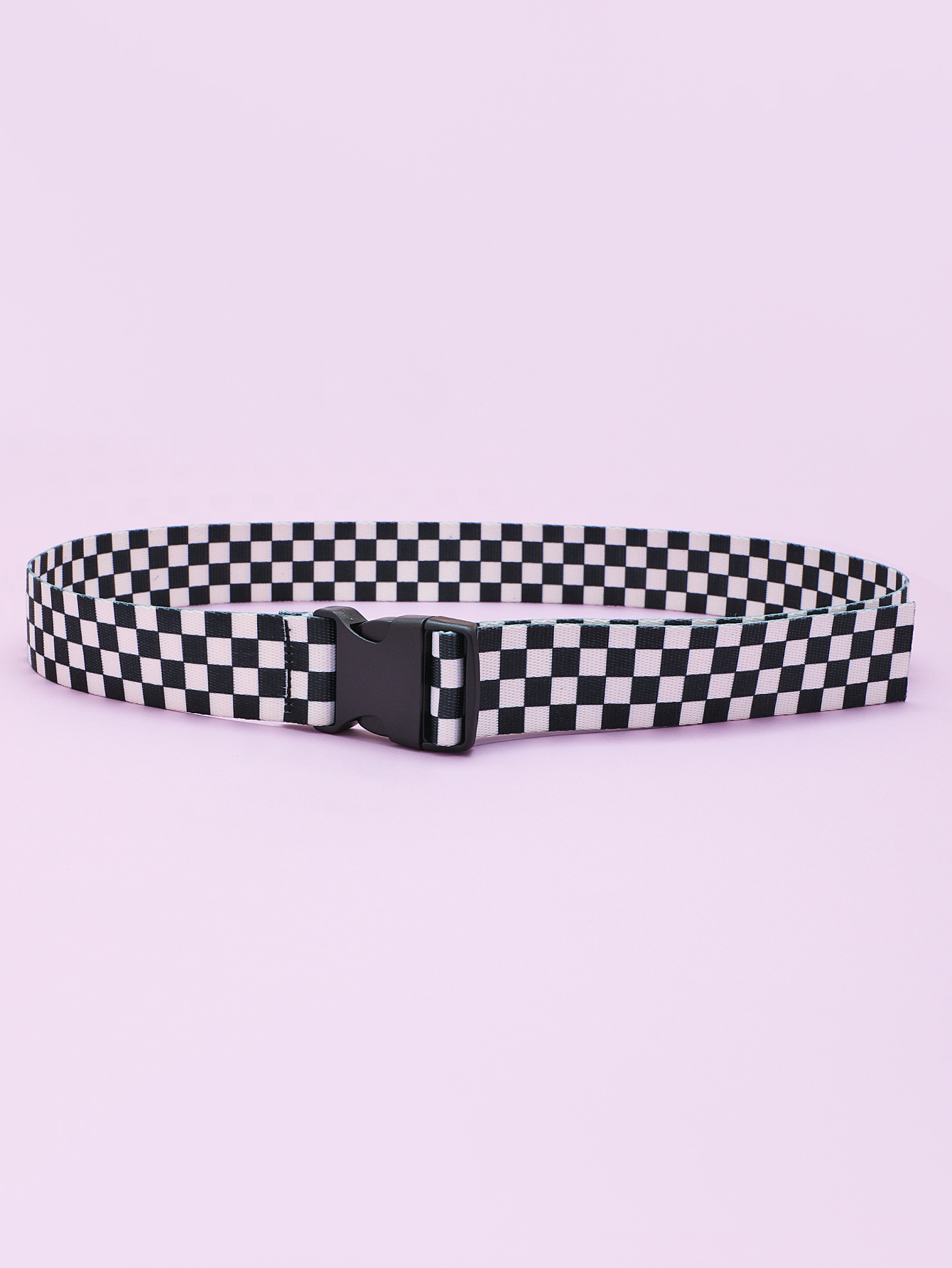 Neuer Gürtel, schwarz-weiß karierter Canvas-Gürtel, Unisex-Gürtel mit großer Schnalle, College-Stil, kleiner und frischer Gürtel_voghion.com