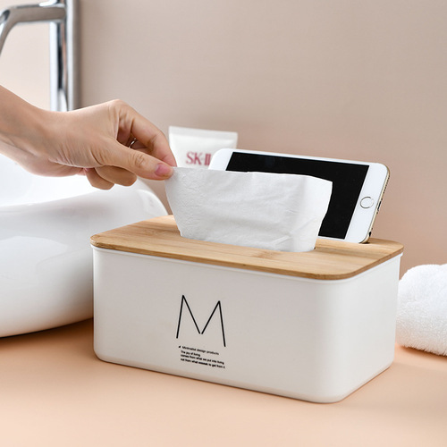Home hotel bamboo cover tissue box living room coffee table creative napkin storage Nordic desktop simple tissue box