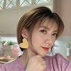 Big earrings, retro brand three dimensional universal silver needle heart-shaped, silver 925 sample