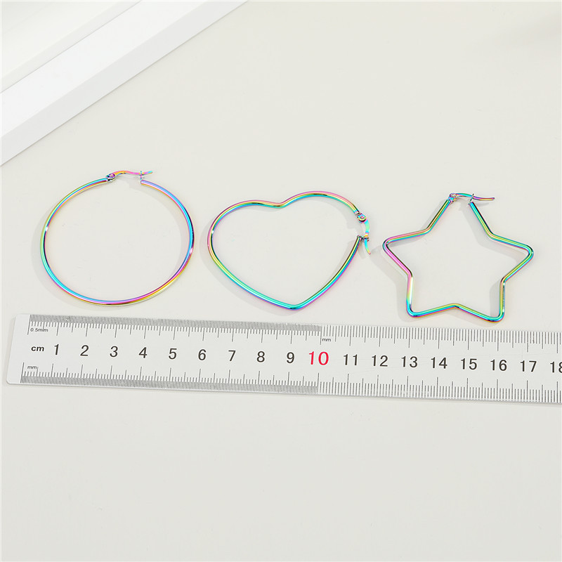 Korea Cute  Five-pointed Star Heart-shaped Round Earrings display picture 1
