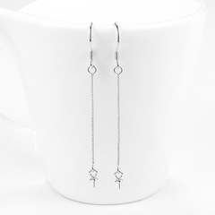 S925純銀流蘇耳線長款 耳鈎半成品珍珠空托耳飾女DIY手工配件批發