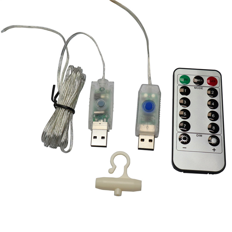 remote control USB Copper cord curtain lamp USB Line Light controller Button 8 segments Lamp string usb Remote control lamp string