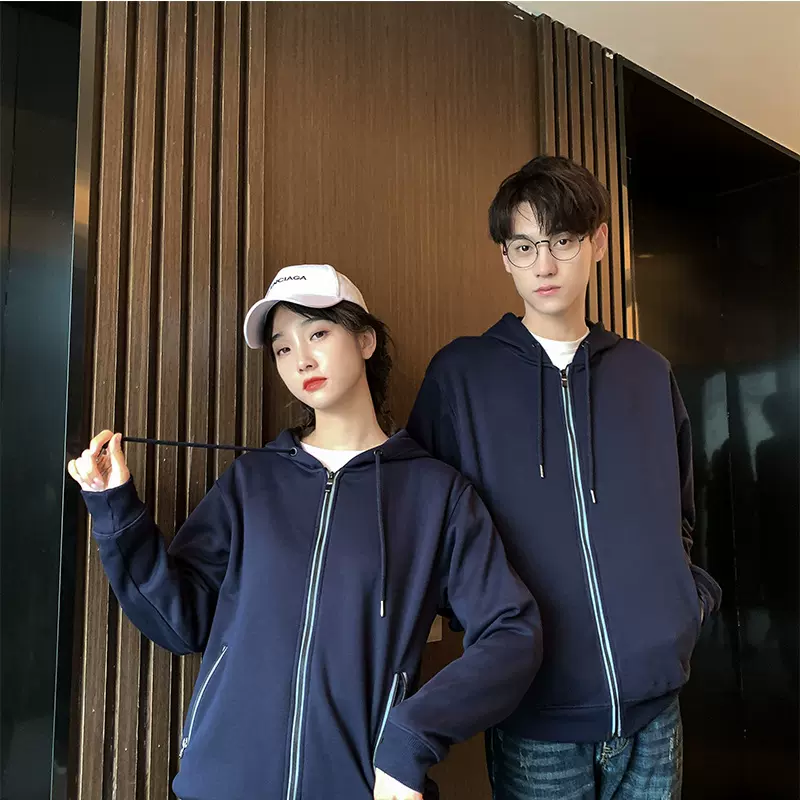 秋冬男女卫衣简约情侣外套长袖连帽运动休闲团体广告衫卫衣定印