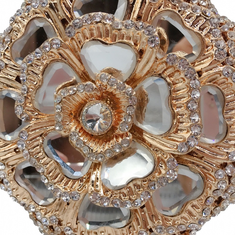 Túi clutch dạ hội kim loại đính kim cương, xách tay nữ thời trang dự tiệc — Màu đen, Đế Vàng Kim Cương, Nền vàng kim cương trắng, Màu bạc chi tiết 37