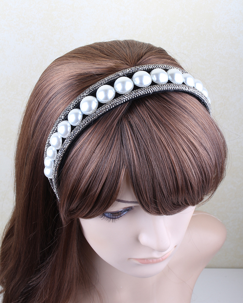 Lady Pearl Cloth Inlay Artificial Crystal Rhinestones Hair Band display picture 4