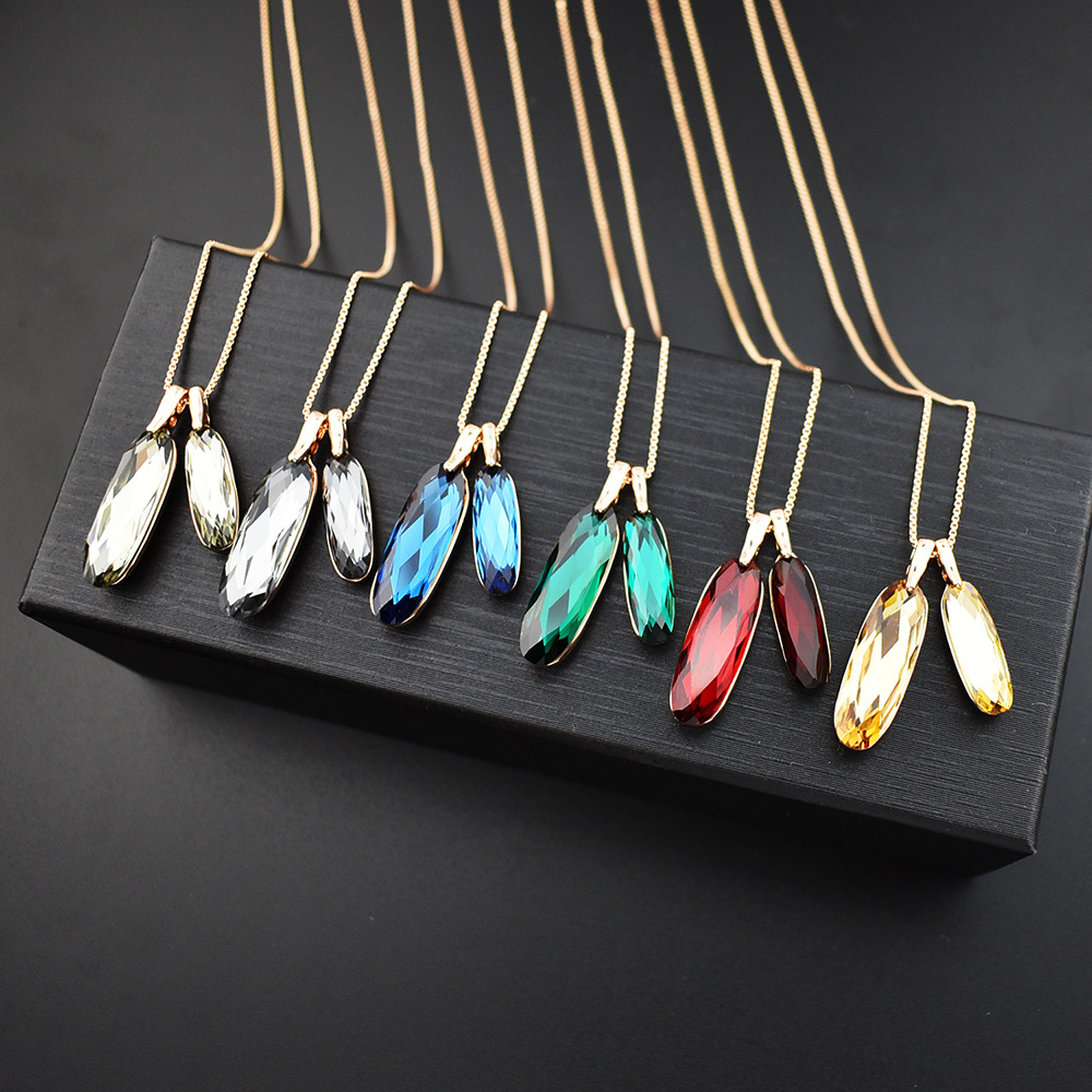New Fashion Crystal Earrings Necklace Micro-set Zircon Multicolor Crystal Bracelet Nihaojewelry Wholesale display picture 9