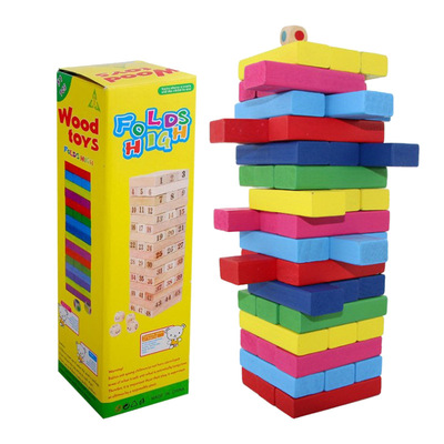 木制益智儿童玩具7-10岁木制玩具层叠积木彩盒出口数字层层叠
