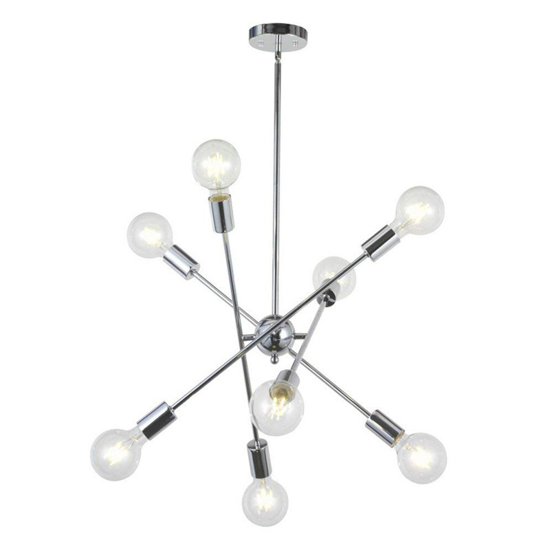 Cross-border American creative minimalist chandelier living room dining room bedroom modern geometric lines iron plating multi-head lamps