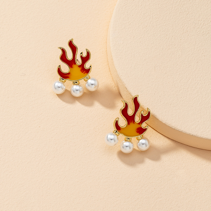 Fire-shaped Pearl Earrings display picture 4