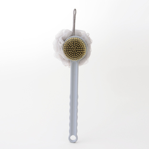 Japanese-style unprinted double-sided bath brush 2-in-1 long-handled soft-bristled bath ball and bath towel wavy handle bath brush