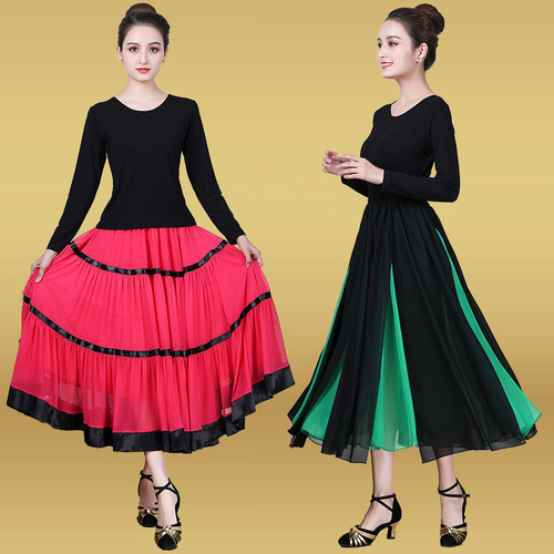 Spring and Summer Square Dance Skirt Clothing New Long Skirt Dance Skirt Social Dance Large Swing Skirt Half Skirt Practice Skirt Dance Wear