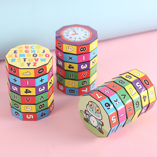 Children's puzzle Rubik's Cube early education arithmetic creative addition, subtraction, multiplication and division detachable cylinder digital Rubik's Cube for primary school students wholesale
