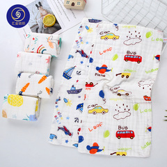25*50 High-density six-layer printed bubble fabric children's towels made of pure cotton gauze, absorbent, soft and breathable face towels