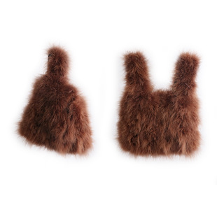 Fur bag Mao Mao vest handmade turkey ostrich feather ladies bag foreign trade OEM custom wholesale portable