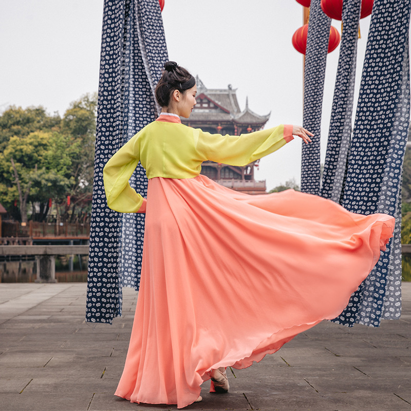Factory wholesale female Korean National style costume Hanfu color practice dance performance national costume stage costume