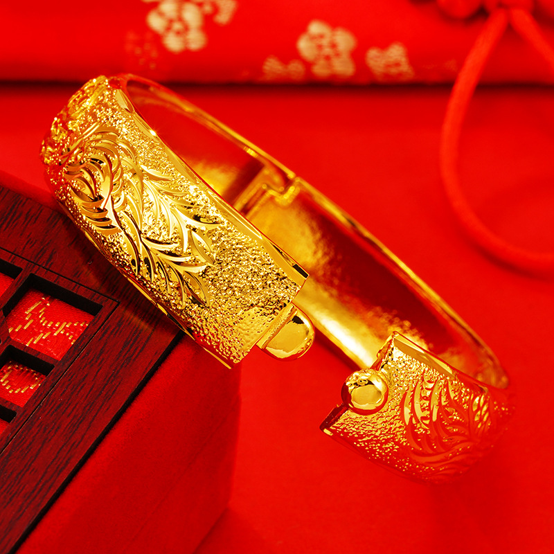 Joyería nupcial de la boda hebilla de dragón y Fénix pulsera de oro chapado en oro de la joyería de las mujeres de imitación pulsera de oro regalo de boda al por mayor