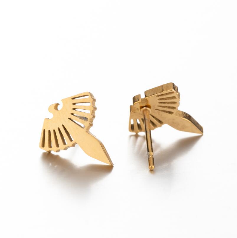 Daily Occasion 304 Stainless Steel Material PVD Coated 18K Gold Real Gold Plated Animal Owl 304 Stainless Steel Fashion Waterproof Non Tarnish Ear Studs