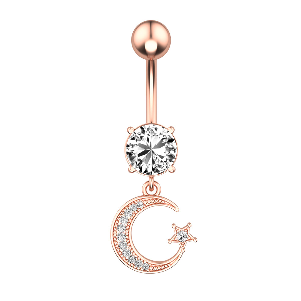 Fashion Moon Stainless Steel Plating Zircon Belly Ring display picture 6