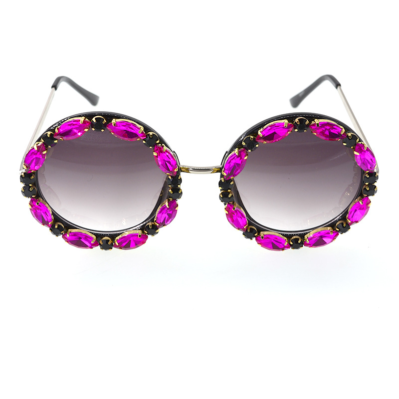 10g Weight Unisex Gender Retro Style Red, Green Color New Sunglasses Korean Diamond Women's Rhinestone Glasses 2