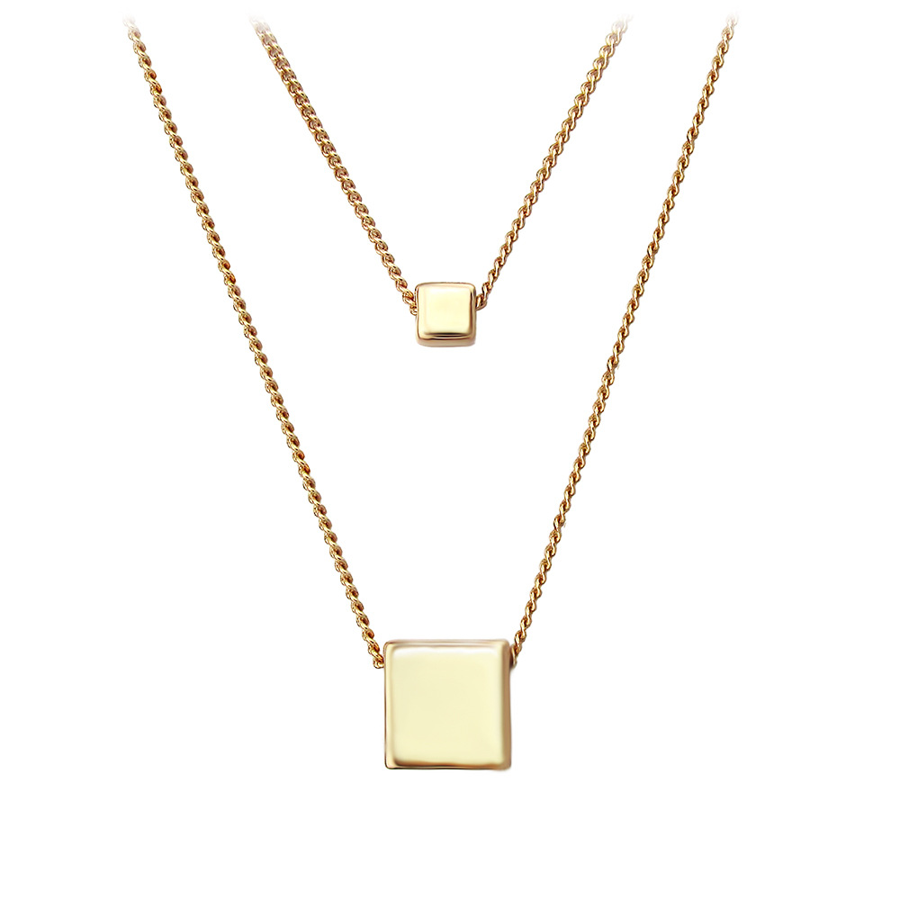 New Fashion Geometric Double Chain Pendant Simple Square Women's Necklace Clavicle Chain Jewelry Wholesale Nihaojewelry display picture 1