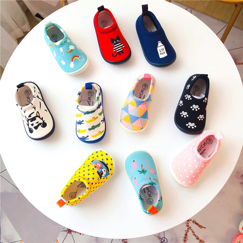 Japanese single children's stretch fabric canvas shoes baby kindergarten toddler shoes one-foot indoor shoes for boys and girls