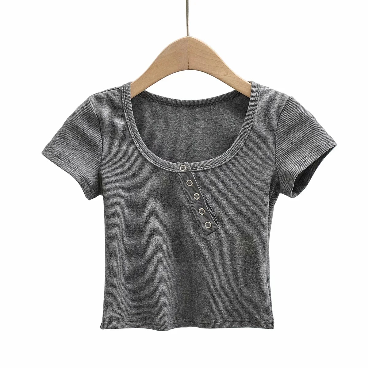 trendy short-sleeved t-shirt umbilical top NSHS24096