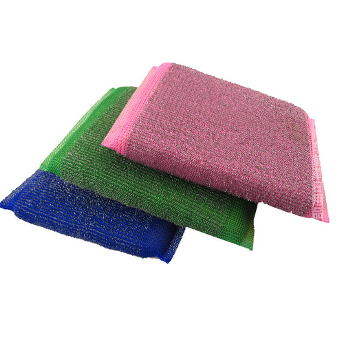 Steel Wire Cloth Sponge Scrub Brush King Kitchen Cleaning Dishwashing Brush Powerful Rust Removal and Decontamination Cleaning Cloth Factory Supply