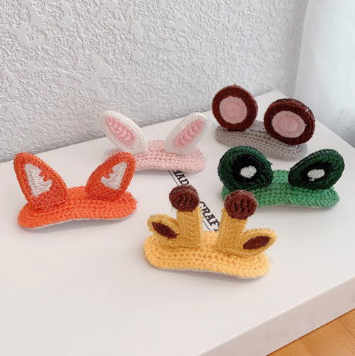 2pcs baby crocheted hair clip girls sweet wool cartoon stereo hairpin Hair clip accessories  children lovely top edge clip