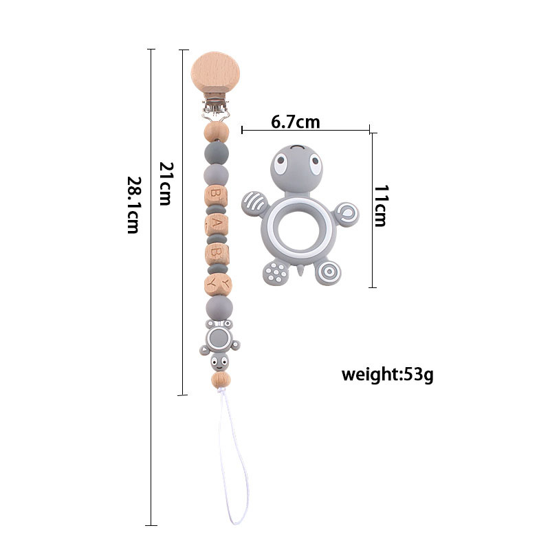 Bebé haya juguete mordedor tortuga chupete de silicona cadena AliExpress Amazon Venta caliente mordedor traje