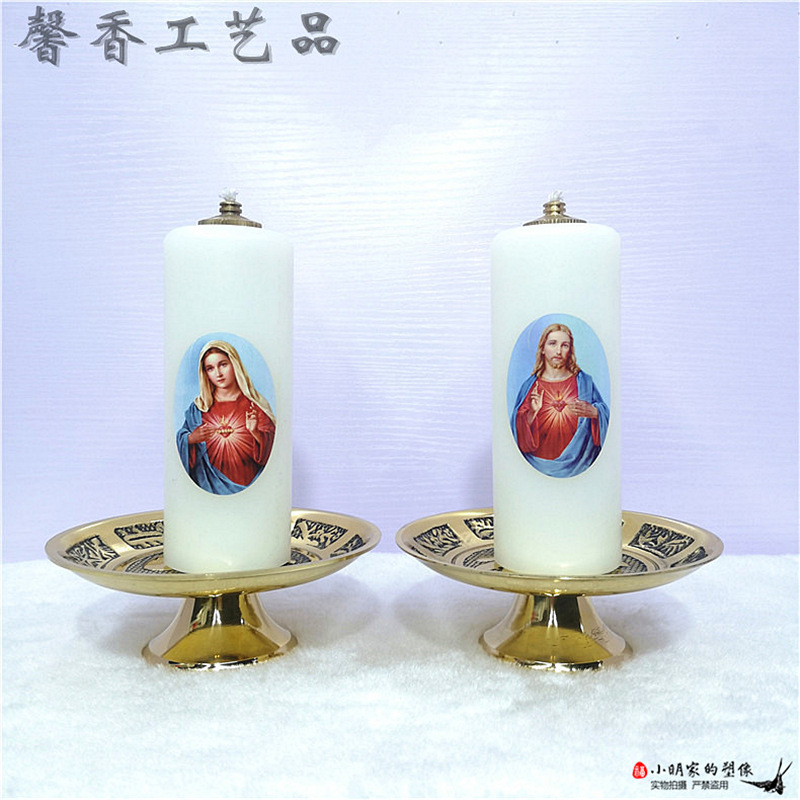 Lámpara de mantequilla Altar lámpara cobre un par Candelabro moderna mesa cera aceite principal decoración la Sala