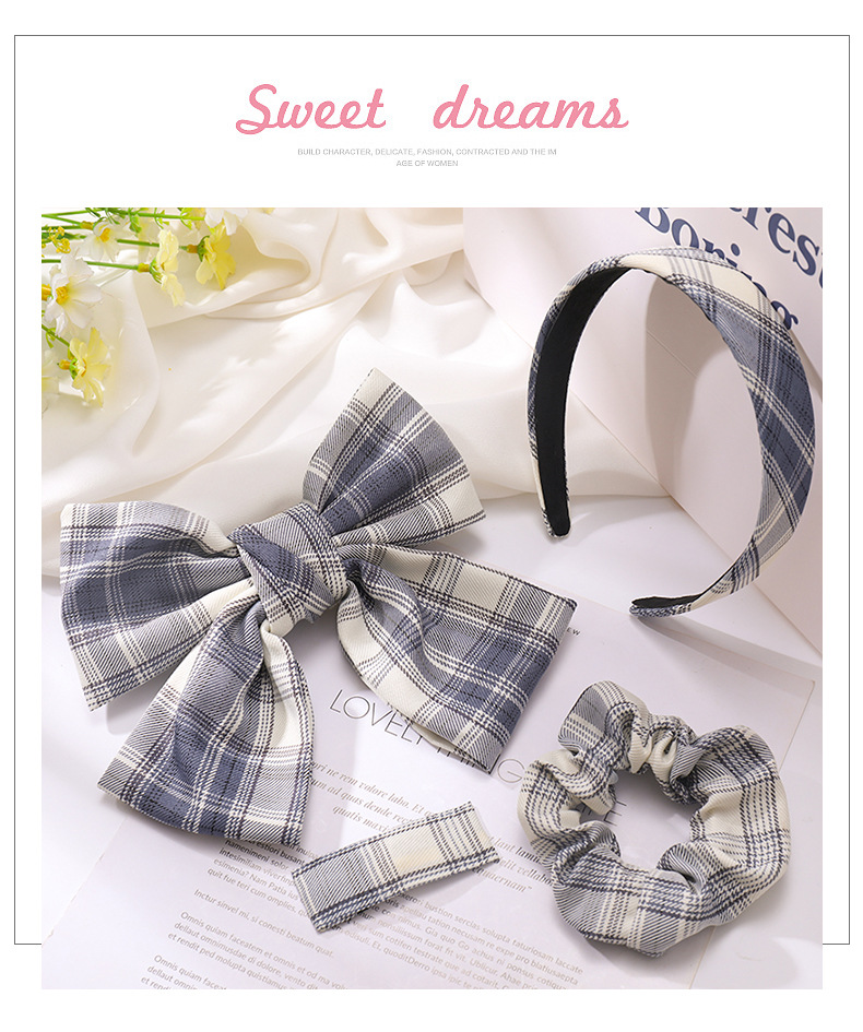 Big Bow Hairpin All-match Creative Hair Ring Uniform Fabric Headband Suit Lattice Hairpin Wholesale Nihaojewelry display picture 8