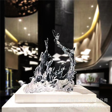 透明树脂浪花雕塑摆件酒店客厅玄关样板房软装工艺品立体镂空