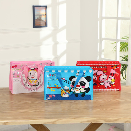 Shopee cross-border primary school student cartoon non-woven tutoring handbag color printed laminated sewing shopping bag bento lunch box bag