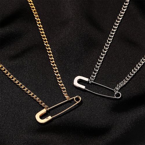 Creative Pin Necklace Niche Design Minimalist Curved Pin Clavicle Chain Cool Style Personal Pendant Couple Accessory