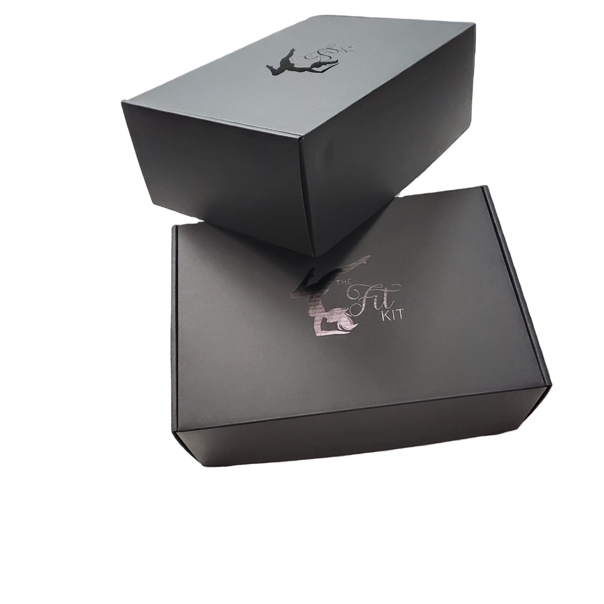 热销双面黑色飞机盒  全黑色烫黑金logo包装盒 可定尺寸logo