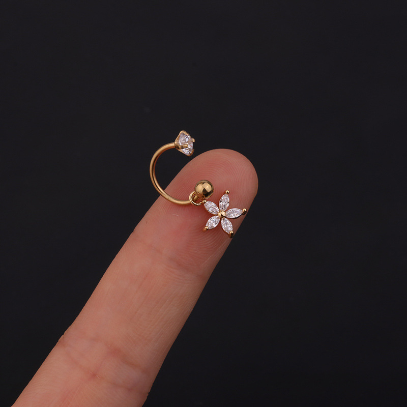 Ear Cartilage Rings & Studs Geometric 316 Stainless Steel  Copper Inlaid Zircon display picture 10
