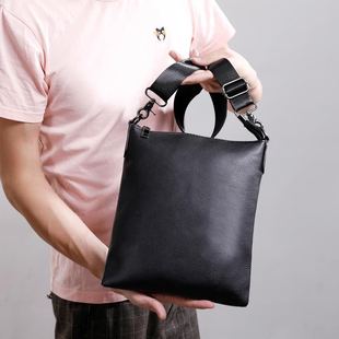 New Genuine Leather Shoulder Bag Men's Crossbody Bag Top Layer Cowhide Casual Small Sling Backpack Fashionable Chest Bag Men's Bag