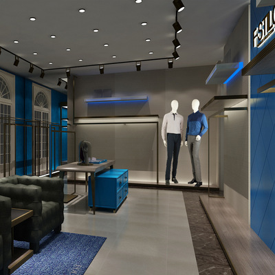 商场专柜装修时尚男装店铺陈列架装修厂家展柜定做设计一站式服务|ru