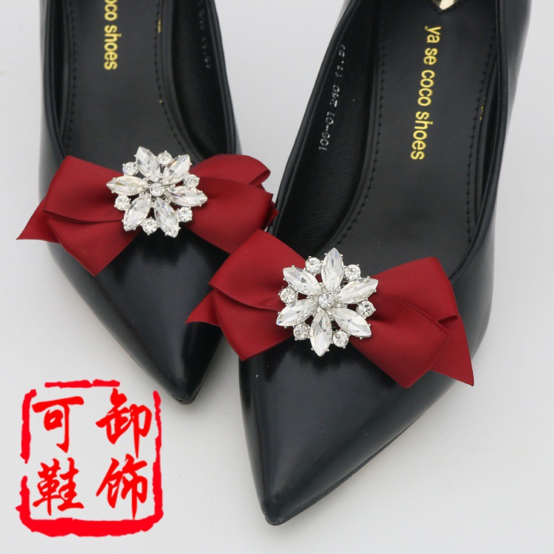 厂家直销欧美蝴蝶结鞋花鞋饰配件个性简约女士布花饰鞋扣夹装饰品|ms