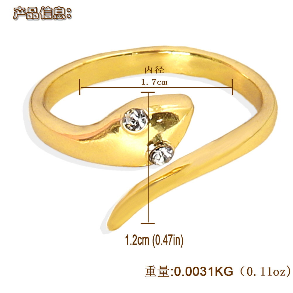 Silver Transparent Diamonds Inlaid Snake-shaped Opening Copper Inlaid Zirconium Ring Wholesale Nihaojewerly display picture 2