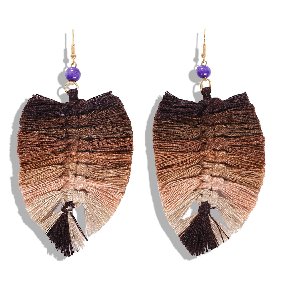 Hot-saling Hand-woven Tassel Small Wool Alloy Earrings Wholesale display picture 16