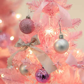 圣诞节树顶星英文牌雪花片亮光球蝴蝶结缎带暖色灯装饰圣诞树配件