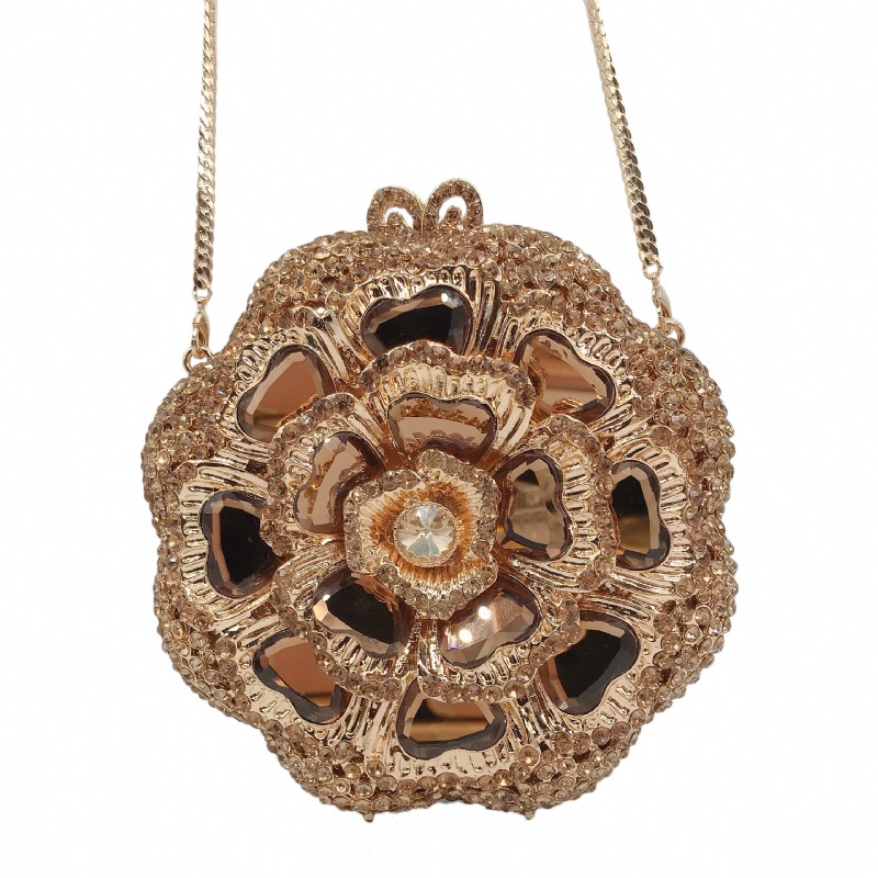 Túi clutch dạ hội kim loại đính kim cương, xách tay nữ thời trang dự tiệc — Màu đen, Đế Vàng Kim Cương, Nền vàng kim cương trắng, Màu bạc chi tiết 24