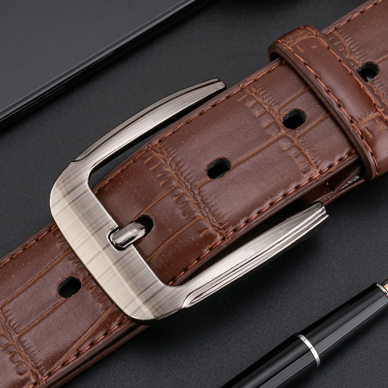 Neuer Gürtel für Herren, echte Nadelschnalle, Krokodilmuster, Herrengürtel, Luftfahrt, kratzfest, lässig, modisch, Herrengürtel, Lederwaren, verschleißfest_voghion.com