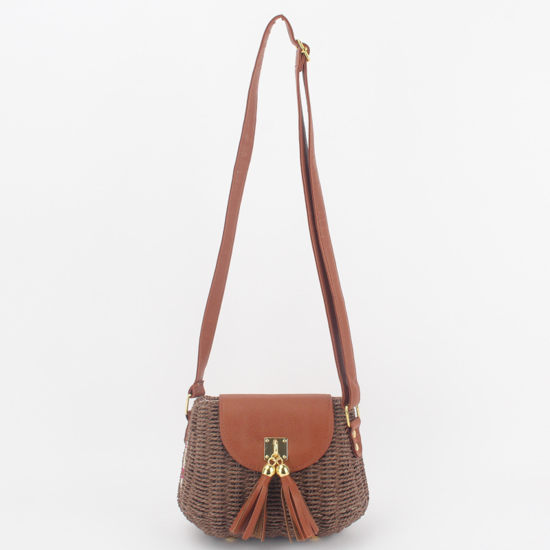 2021 New Messenger Straw Woven Bag Beach Bag One-shoulder Woven Bag Female Bag display picture 2